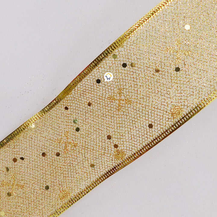 Cinta de Malla Navideña Metalizada x3 Rollos 9 m Dorado 6246D