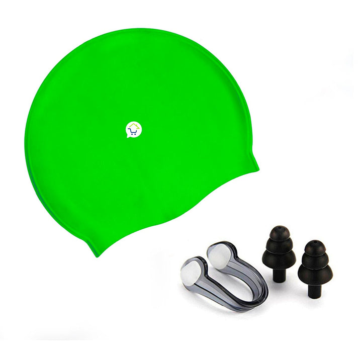 Combo Natación Gorro Silicona + Tapones Para Oídos + Clip Nariz