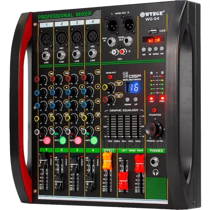 Consola mixer wvngr de 4 canales Phantom Power 48v Bluetooth