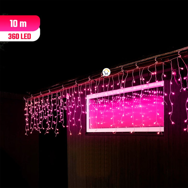 Cortina LED Intercalada 10 Metros 360 LED Decoración Navidad Fucsia LED360L