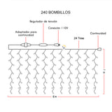Cortina Led Destellos Luces Navidad 6x1 M 240 Led 1330b