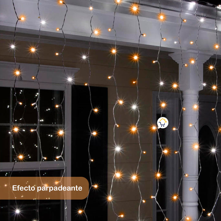 Cortina Led Destellos Luces Navidad 6x1 M 240 Led 1330b