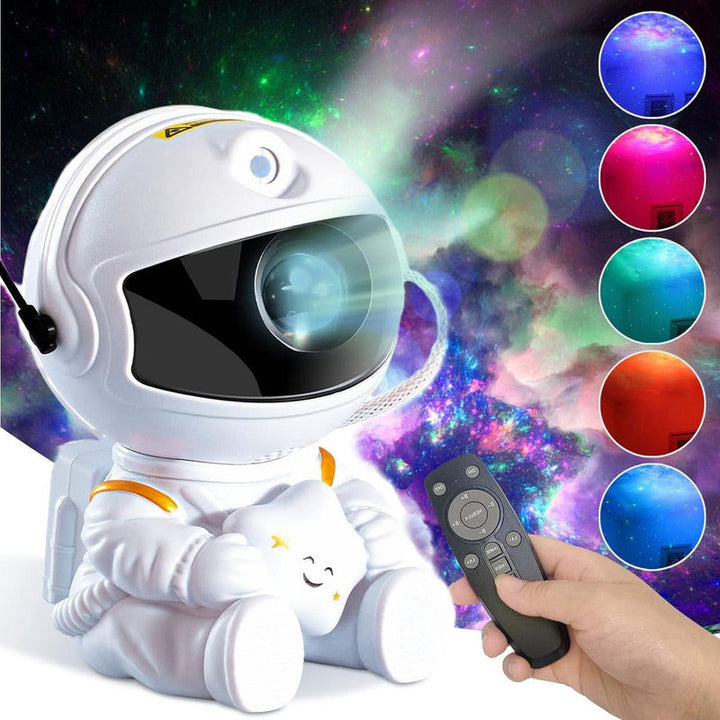 Lampara Astronauta Proyector De Galaxia Nebulosa Y Estrellas Estructura Blanco Pantalla Negro 110v