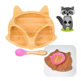 Plato Bambu Antideslizante Con Cuchara Bebés Zorro