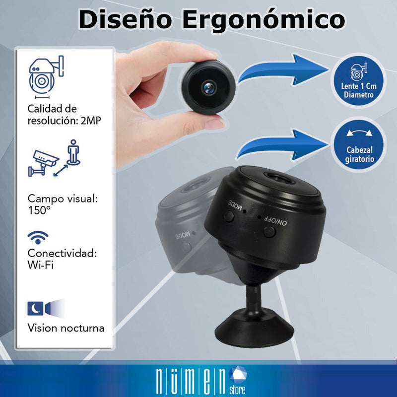 Camara Seguridad Mini Espia Con Detector De Moviento Wifi! C