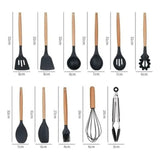 Set 12 Utensilios De Cocina Silicona Resistente Calor Gris