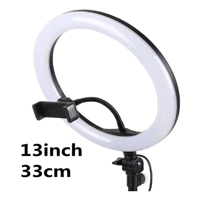 Aro Luz Led Para Fotografia Y Video 33 Cm Con Tripode 2.20 M Color De La Estructura Negro