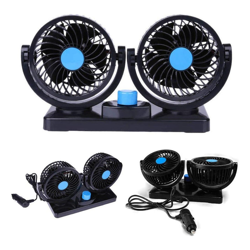 Ventilador Dual 12v Giro 360° Auto Camioneta Potente Aire Cantidad De Aspas 5 Color De La Estructura Negro Color De Las Aspas Negro Diámetro 11 Cm Material De Las Aspas Plástico