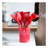 Set 12 Utensilios De Cocina Silicona Resistente Calor Rojo
