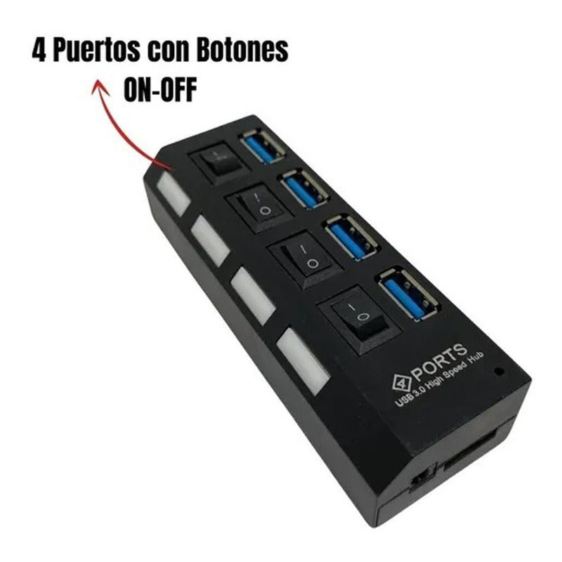 Hub Usb Extensor 4 Puertos 3.0 Cable 50cm Led 1tb Alta Ve