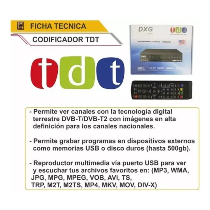 Tdt Decodificador Para Tv Receptor Televisor Codificador Hd