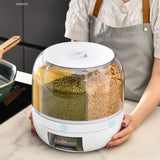 Dispensador De Alimentos Giratorio C, 6 Divisiones, Para Gra Color White