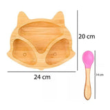 Plato Bambu Antideslizante Con Cuchara Bebés Zorro