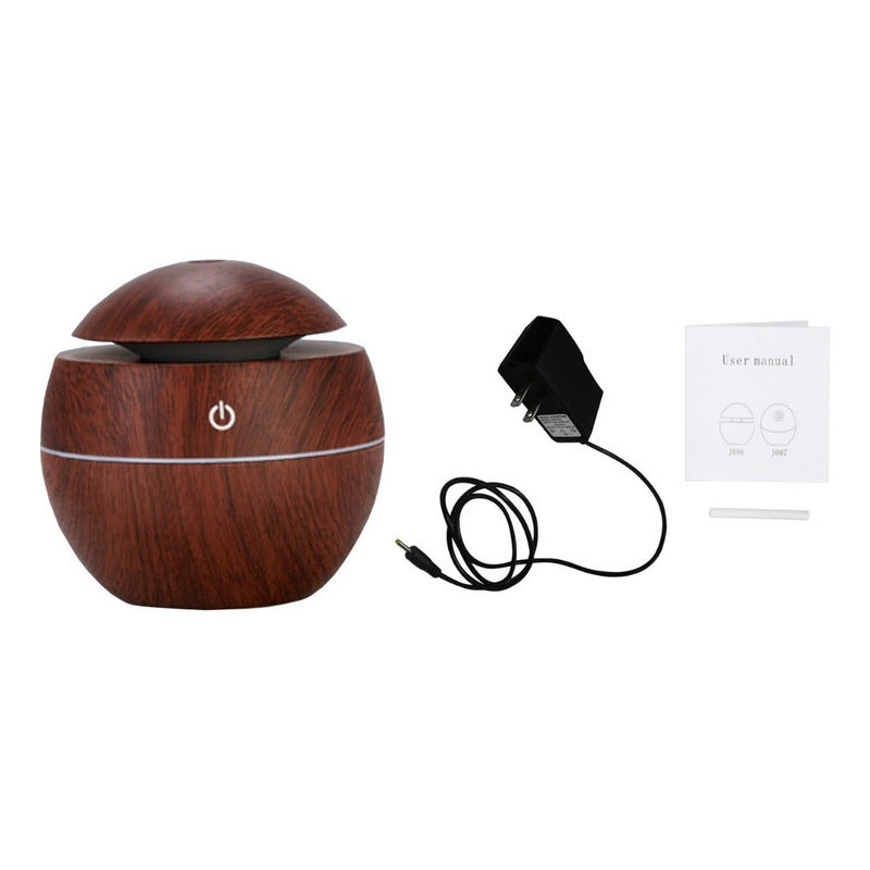 Difusor De Aroma Usb 130ml Ultrasonico Humidificador Color Madera Oscuro