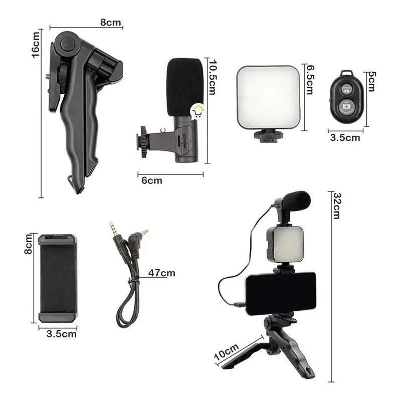 Estabilizador Soporte Celular Luz Led Micrófono + Control Co