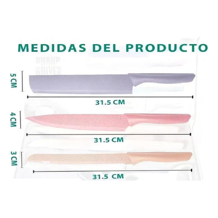 Juego Set Cuchillos Cocina X 6 Piezas Color Colores