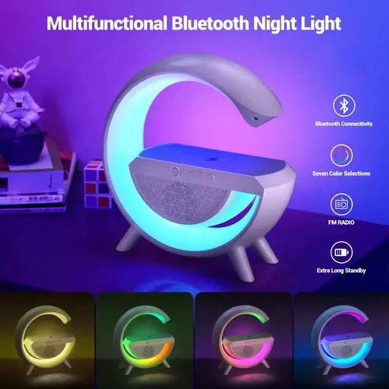 Lampara Parlante Bluetooth Luz Rgb Carga Inalambrica Celular