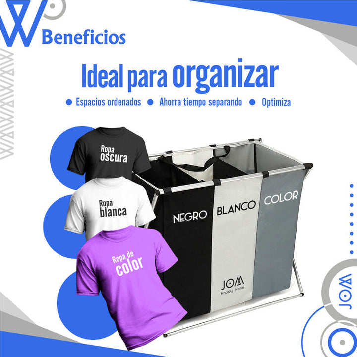 Cesta Cesto Canasta De Ropa Sucia Triple Compartimiento