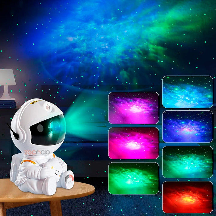 Lampara Astronauta Proyector De Galaxia Nebulosa Y Estrellas Estructura Blanco Pantalla Negro 110v