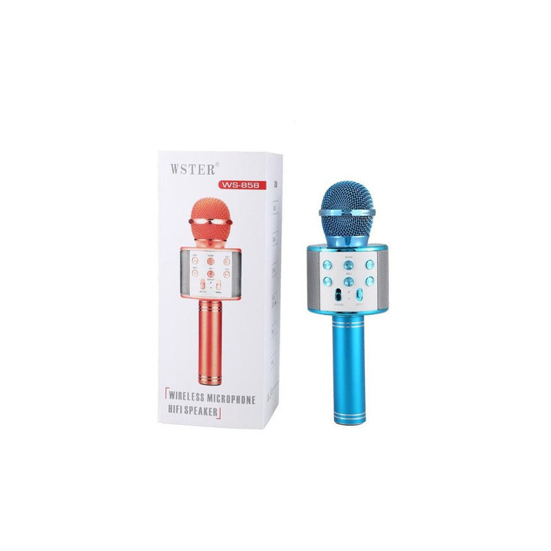 Microfono Bluetooth Ws 858 Karaoke Color Azul