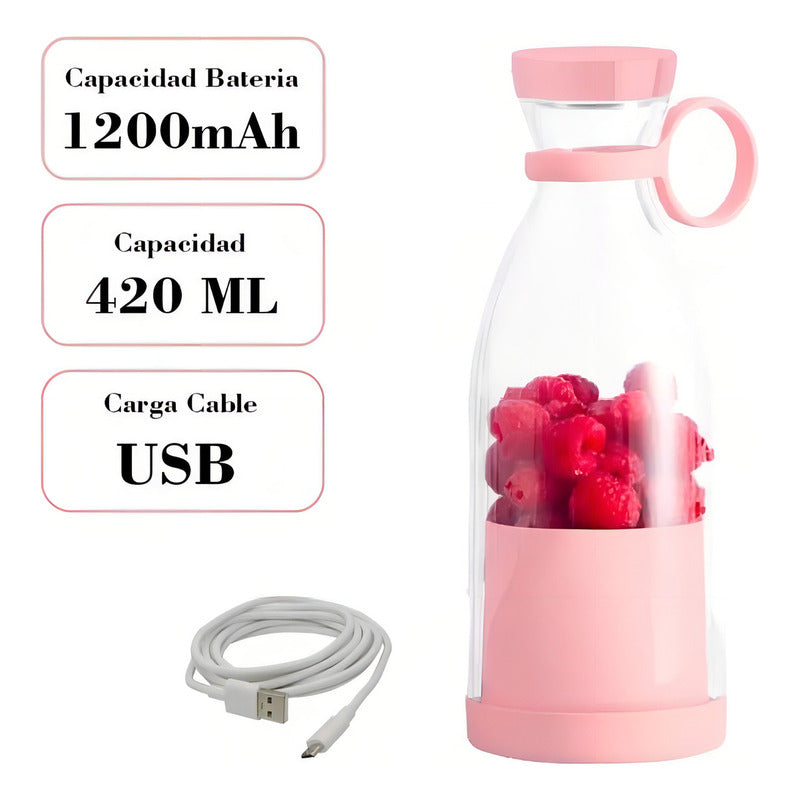 Botella Licuadora Juguera Portatil Recargable Usb Color Blanco