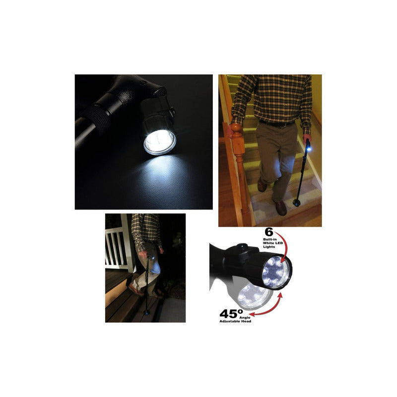 Baston Plegable Para Caminar Con Luz Led Base Articulada Col