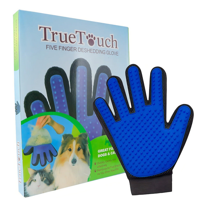 Guante Quita Pelo Y Masajeador Para Mascotas True Touch Color Azul Marino