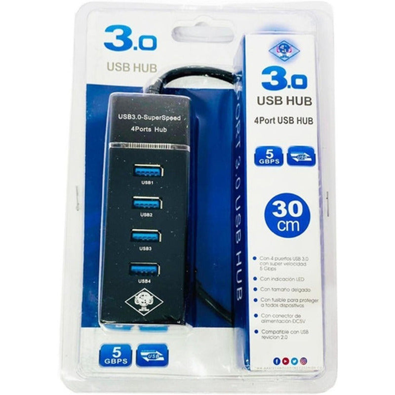 Multi Puerto Hub 4 Puertos Usb 3.0 Luz Led Para Windows-mac