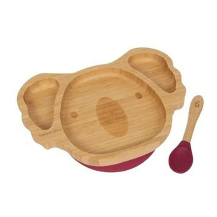 Plato Bambu Antideslizante Con Cuchara Bebés Koala