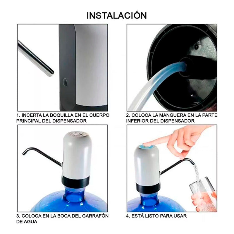 Dispensador De Agua Recargable Para Botellón Bomba Electrica Color Blanco