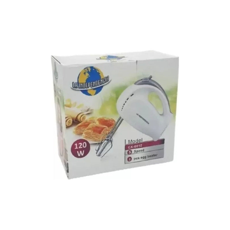 Batidora Electrica De Mano 120w 5 Velocidades 2 Batidores Color Blanco Frecuencia 60hz 110v