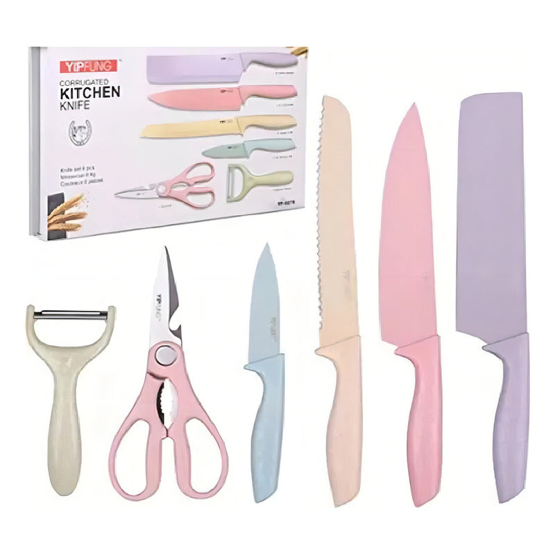 Juego Set Cuchillos Cocina X 6 Piezas Color Colores