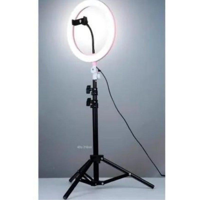 Aro Luz Led Para Fotografia Y Video 33 Cm Con Tripode 2.20 M Color De La Estructura Negro