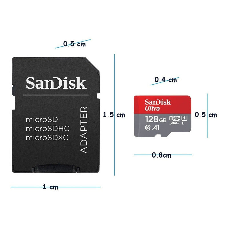 Tarjeta De Memoria Sandisk 128g- Ultraa + Adaptador Sd128gb