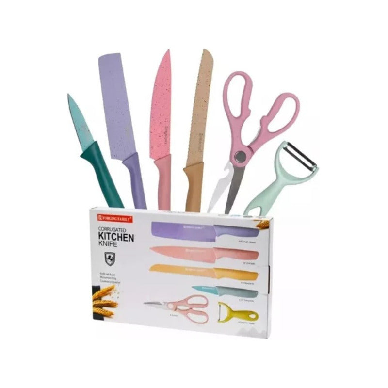 Juego Set Cuchillos Cocina X 6 Piezas Color Colores