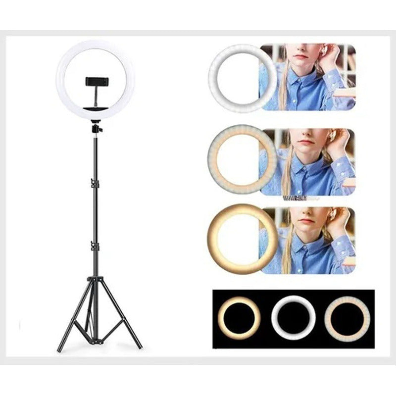 Aro De Luz Led 33 Cm Foto Selfie + Trípode Y Soporte Celular