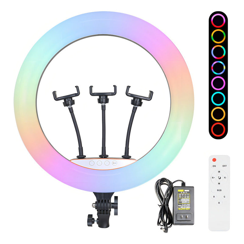 Aro De Luz 45 Cm Rgb Led Trípode Profesional Control Remoto Color De La Estructura Negro