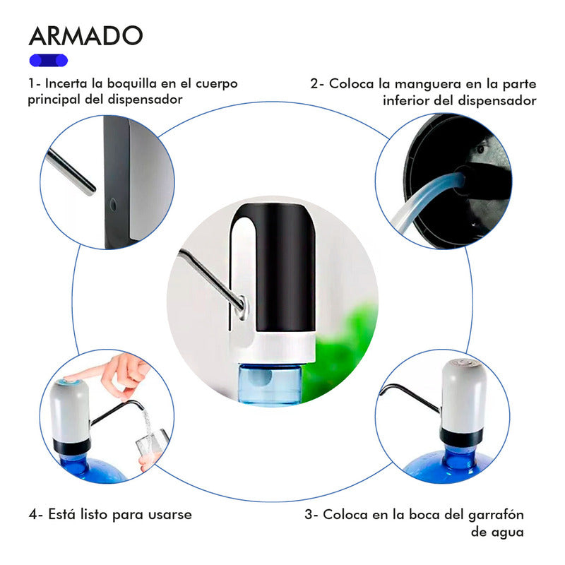 Dispensador De Agua Recargable Para Botellón Bomba Electrica Color Blanco