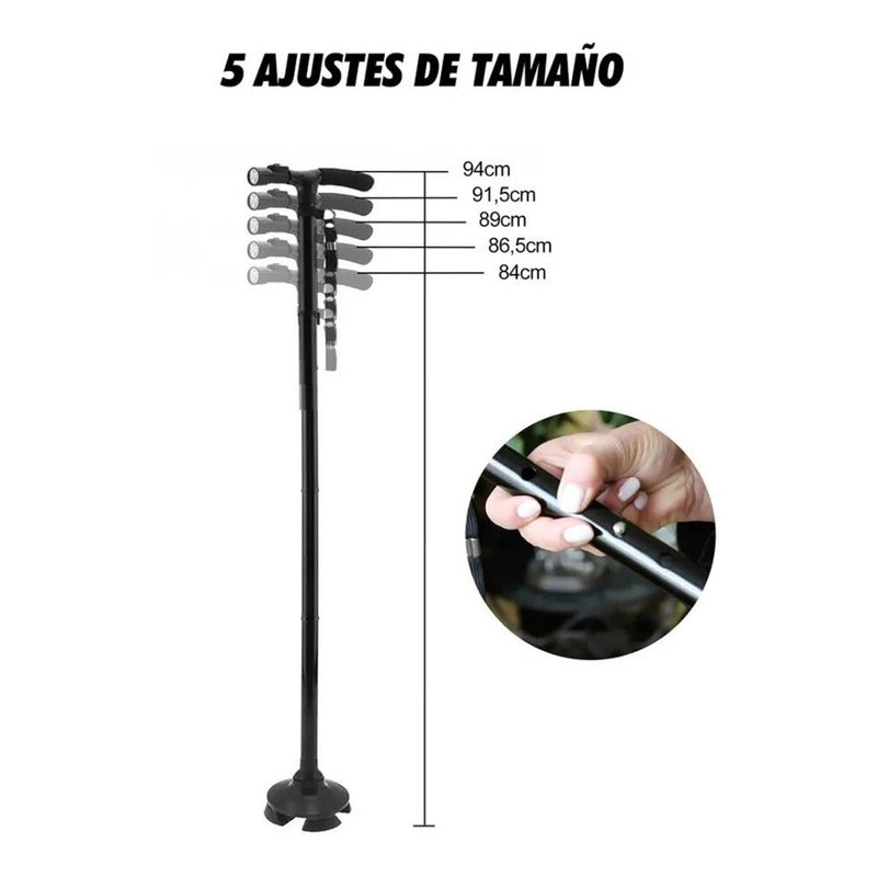 Bastón Plegable Fácil Uso Portátil 100% Nuevo + Luz Led