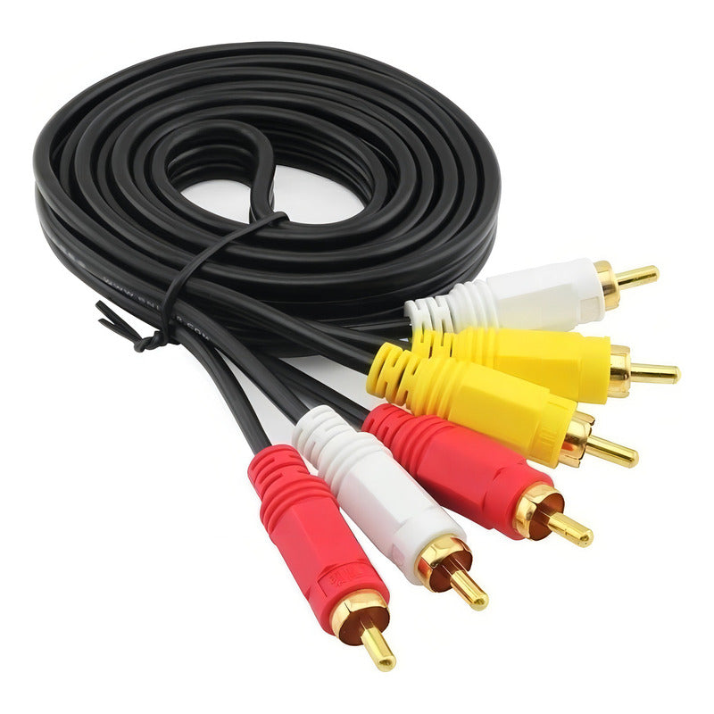 Cable 3 Rca Av Audio Vídeo 2 Metros Aprox Dvd Decodificador