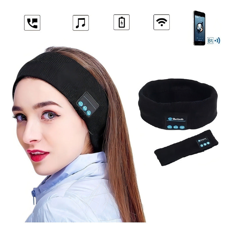 Diadema Balaca Banda Deportiva Con Audifonos Bluetooth Color Negro