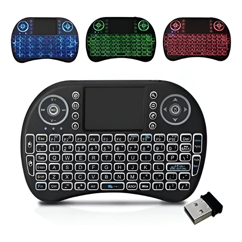 Mini Teclado Inalámbrico Android Smart Tv Iluminado Tvbox Color Del Teclado Negro