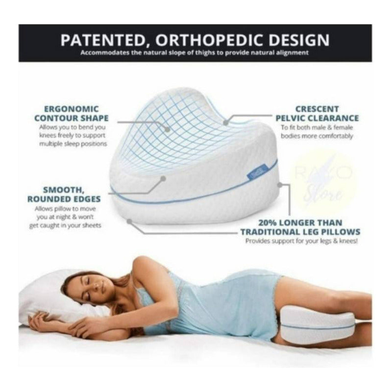 Almohada Para Piernas Rodillas Cojín Ortopédico Ergonómico Color Blanco