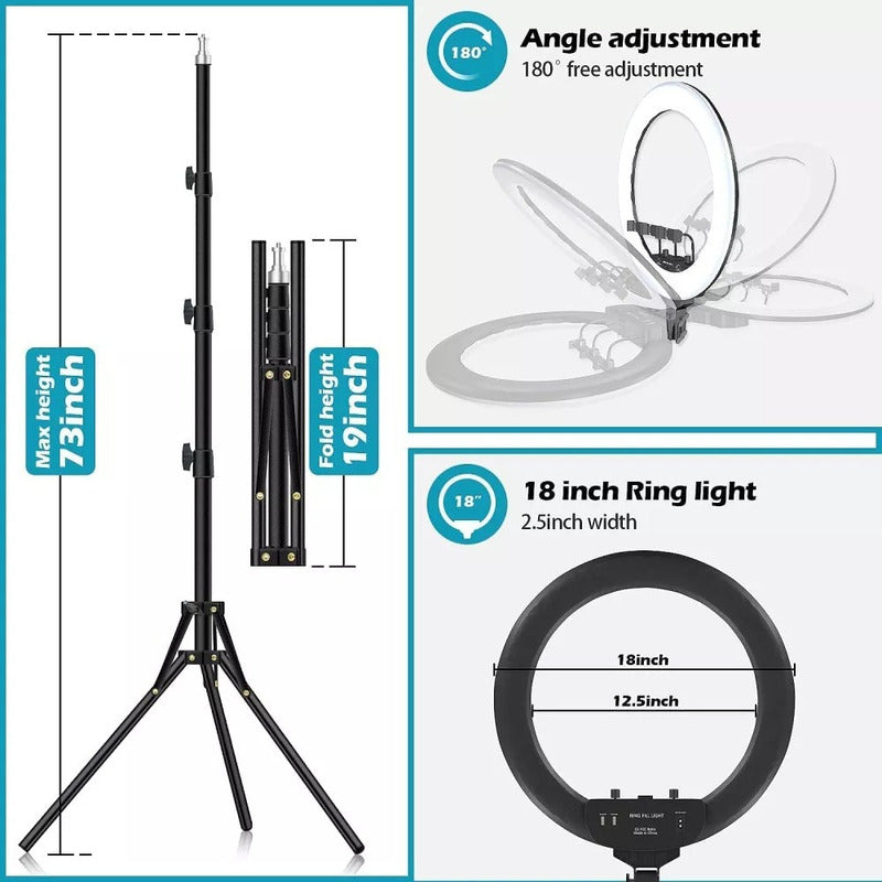 Aro De Luz Led Flash 45 Cm Fotografía Selfie Con Trípode Col