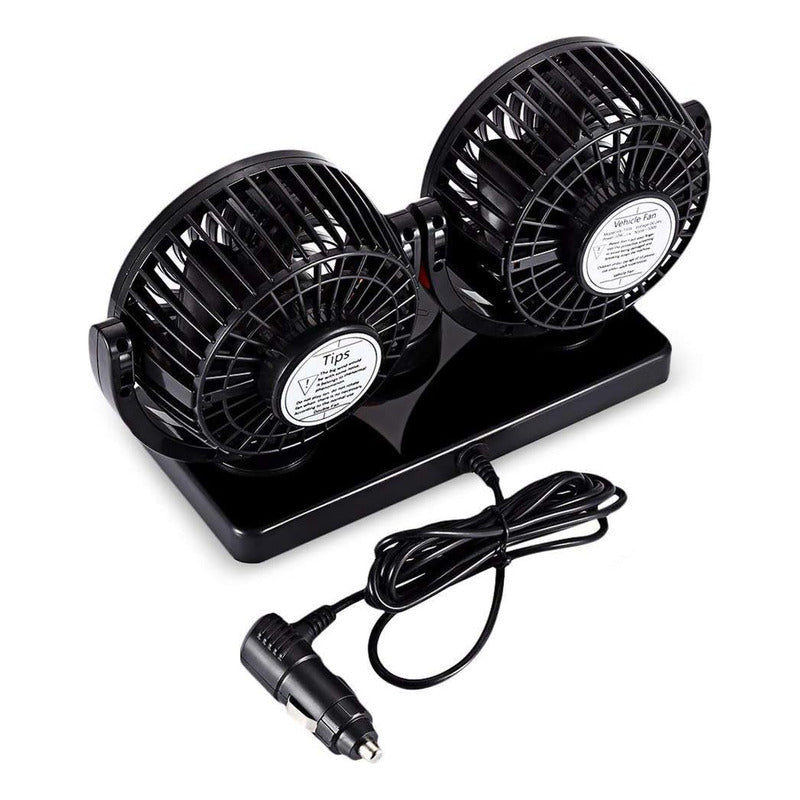 Ventilador Dual 12v Giro 360° Auto Camioneta Potente Aire Cantidad De Aspas 5 Color De La Estructura Negro Color De Las Aspas Negro Diámetro 11 Cm Material De Las Aspas Plástico