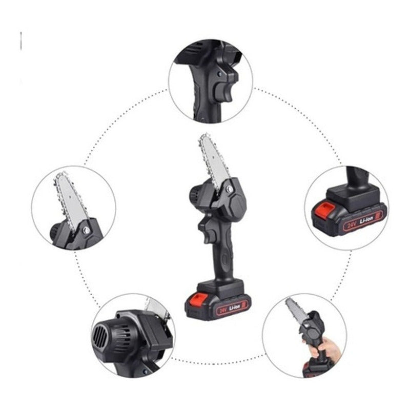 Mini Motosierra De Mano Portátil Ergonómico Recargable 24v