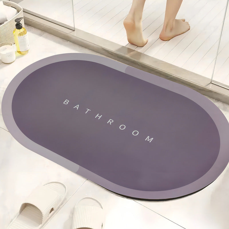 Alfombra De Baño Antideslizante Mágica Ultraabsorbente De Color Violeta Liso