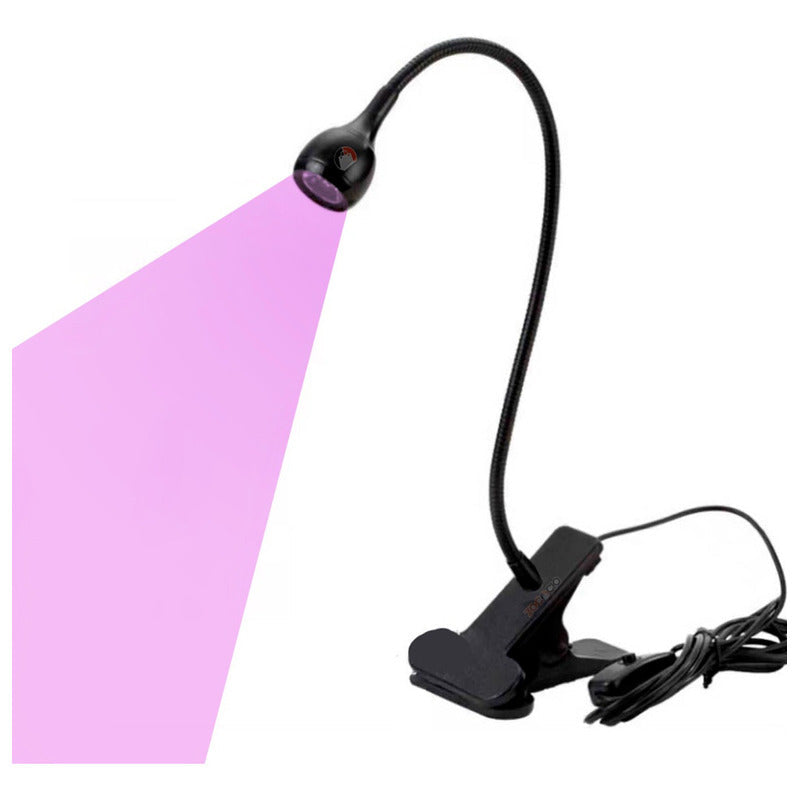 Uv Clipon Lampara Uv Led De Secado De Uñas Brazo Flexible Y Clip Color Negra/ Silver 5v