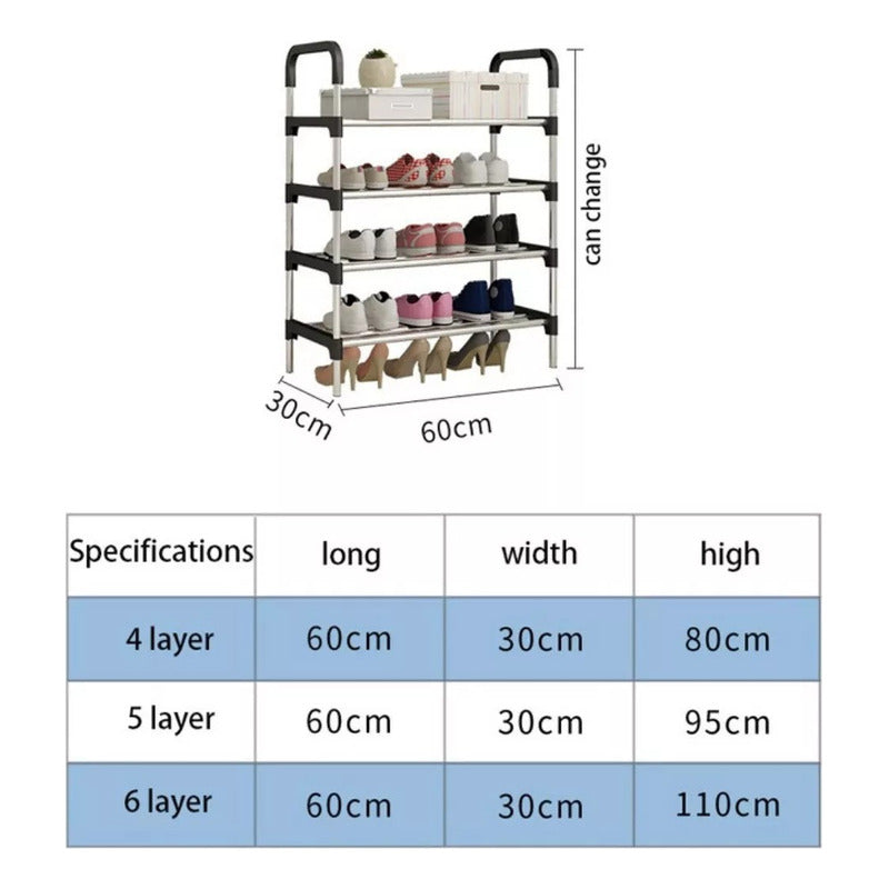 Organizador Zapatero Metálico 5 Niveles Shoe Rack Color Negro