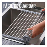 Escurridor De Platos Enrollable Cuadrado De Acero Color Gris
